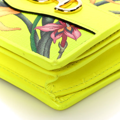 Gucci Calfskin Flora Print Zumi Card Case Wallet Yellow Fluo 9 of 10
