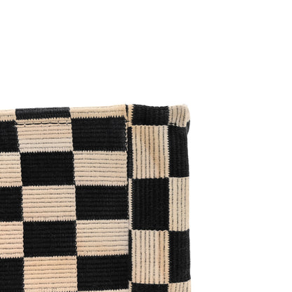 Christian Dior Canvas Embroidered Checkered Book Tote Black White 12 of 12