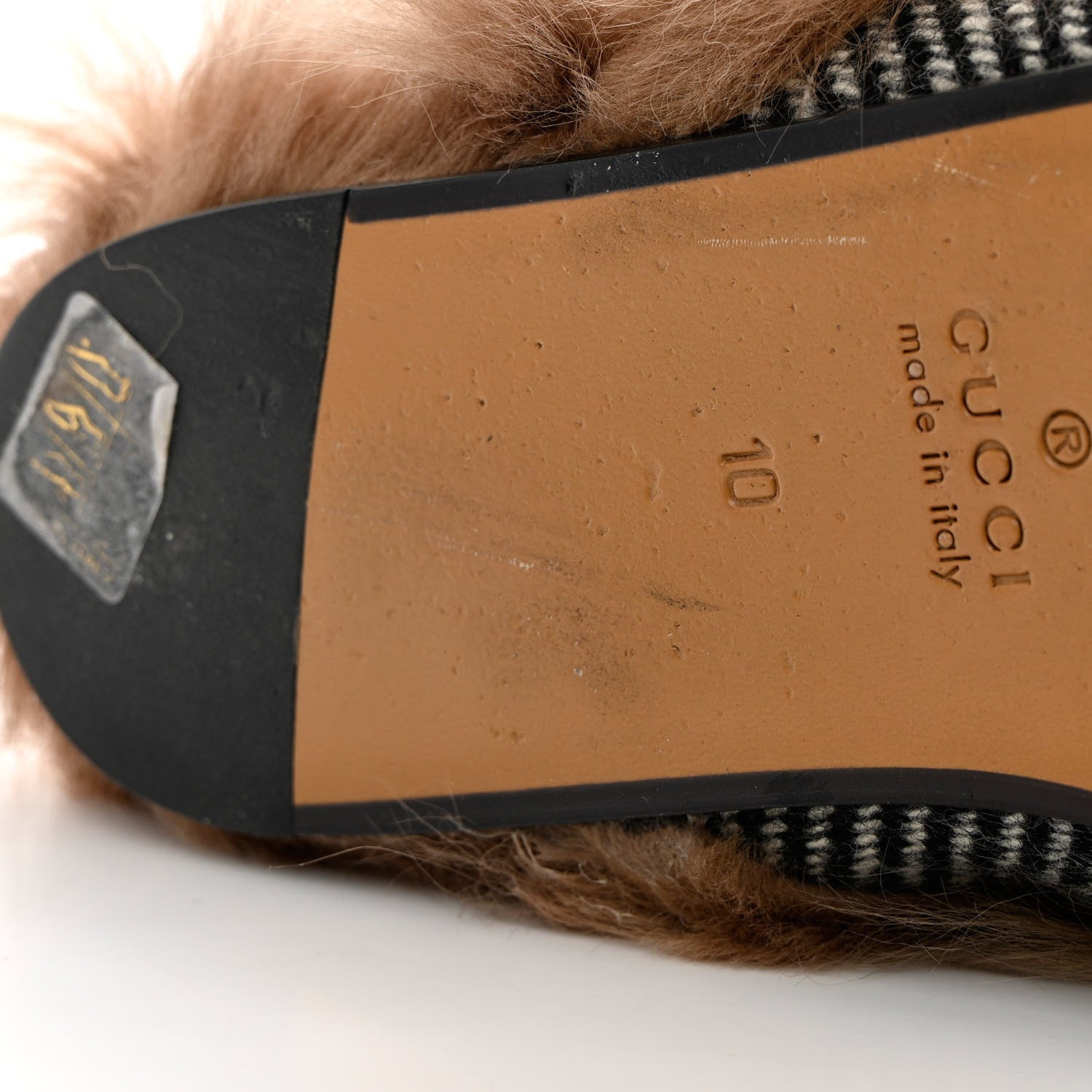 Gucci Herringbone Fur Web GG Mens Princetown Slippers 10 Black White 10 of 12