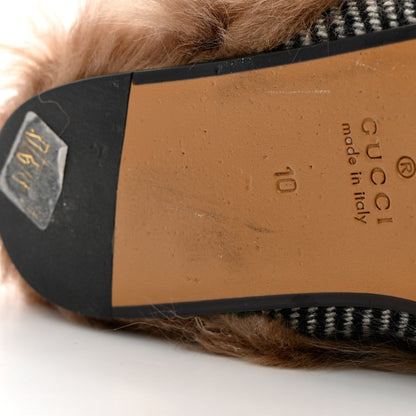 Gucci Herringbone Fur Web GG Mens Princetown Slippers 10 Black White 10 of 12