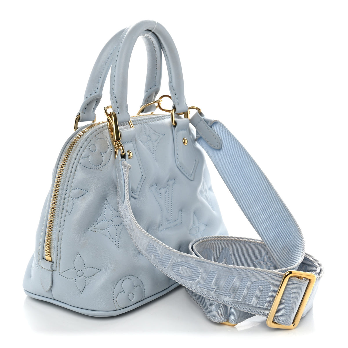 Louis Vuitton Calfskin Bubblegram Alma BB Ice Blue 3 of 12