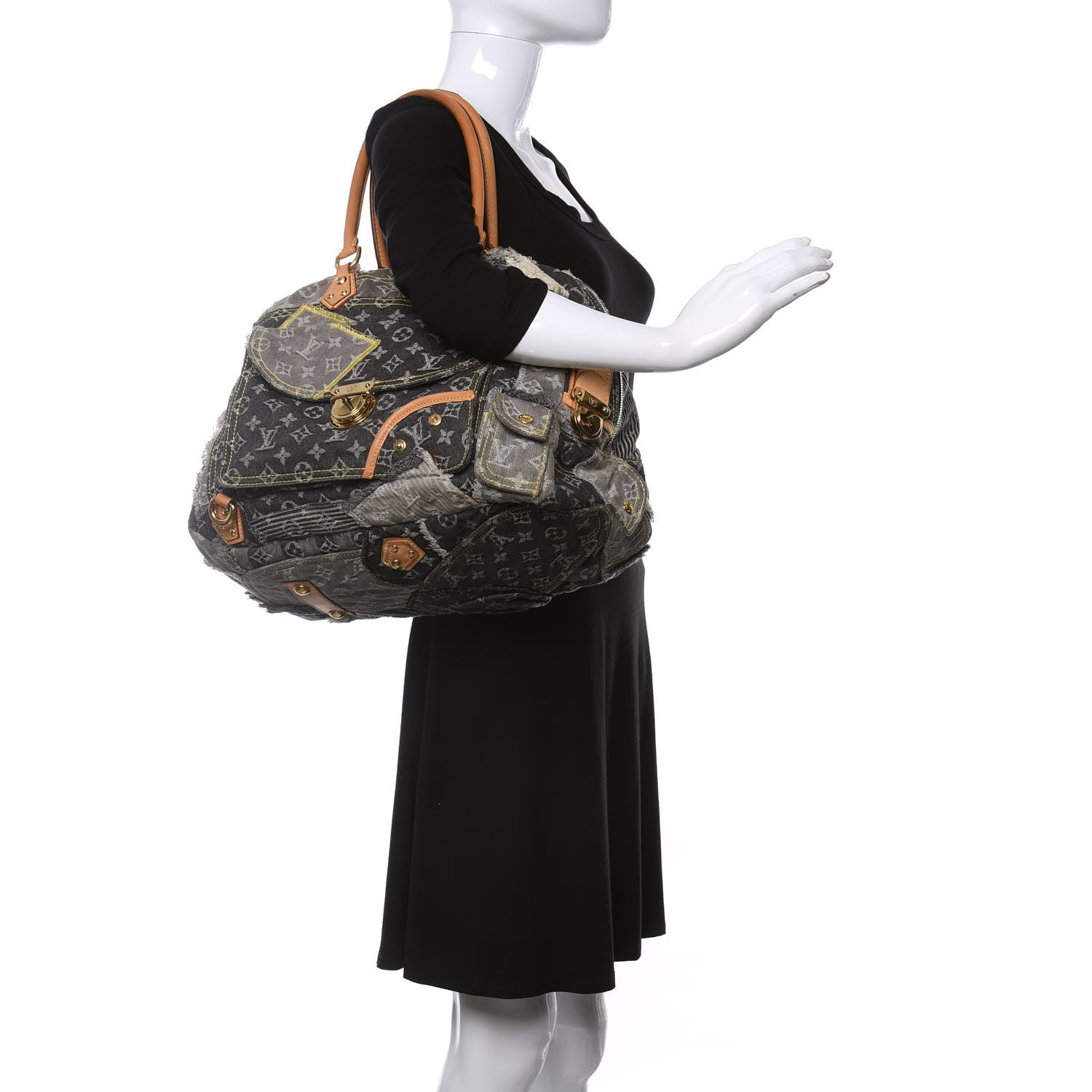Louis Vuitton Denim Patchwork Bowly Black 2 of 14