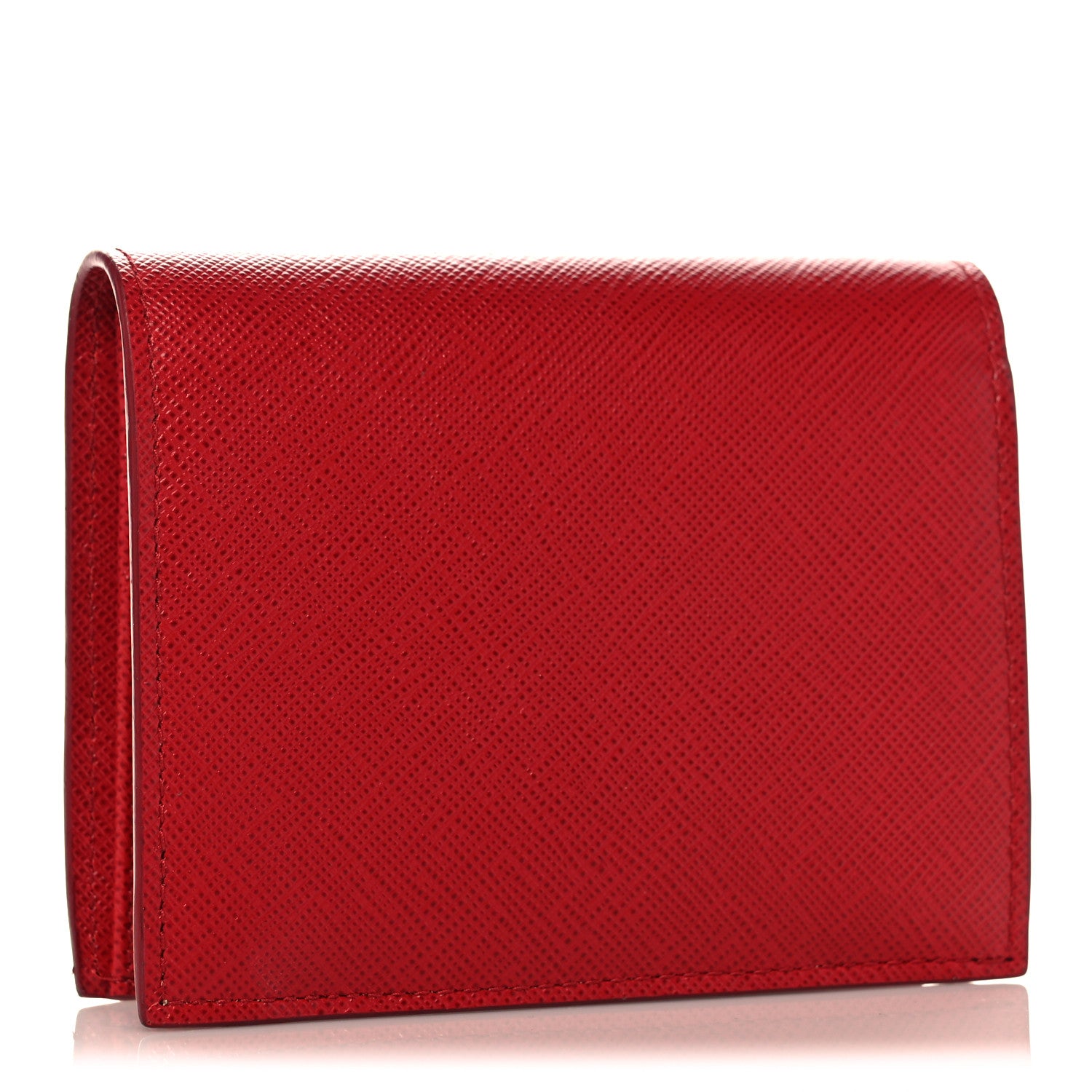 Prada Saffiano Monochrome Bi-Fold Wallet Fuoco 2 of 6