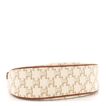 Celine Canvas Calfskin Ava Triomphe Shoulder Bag White 4 of 12