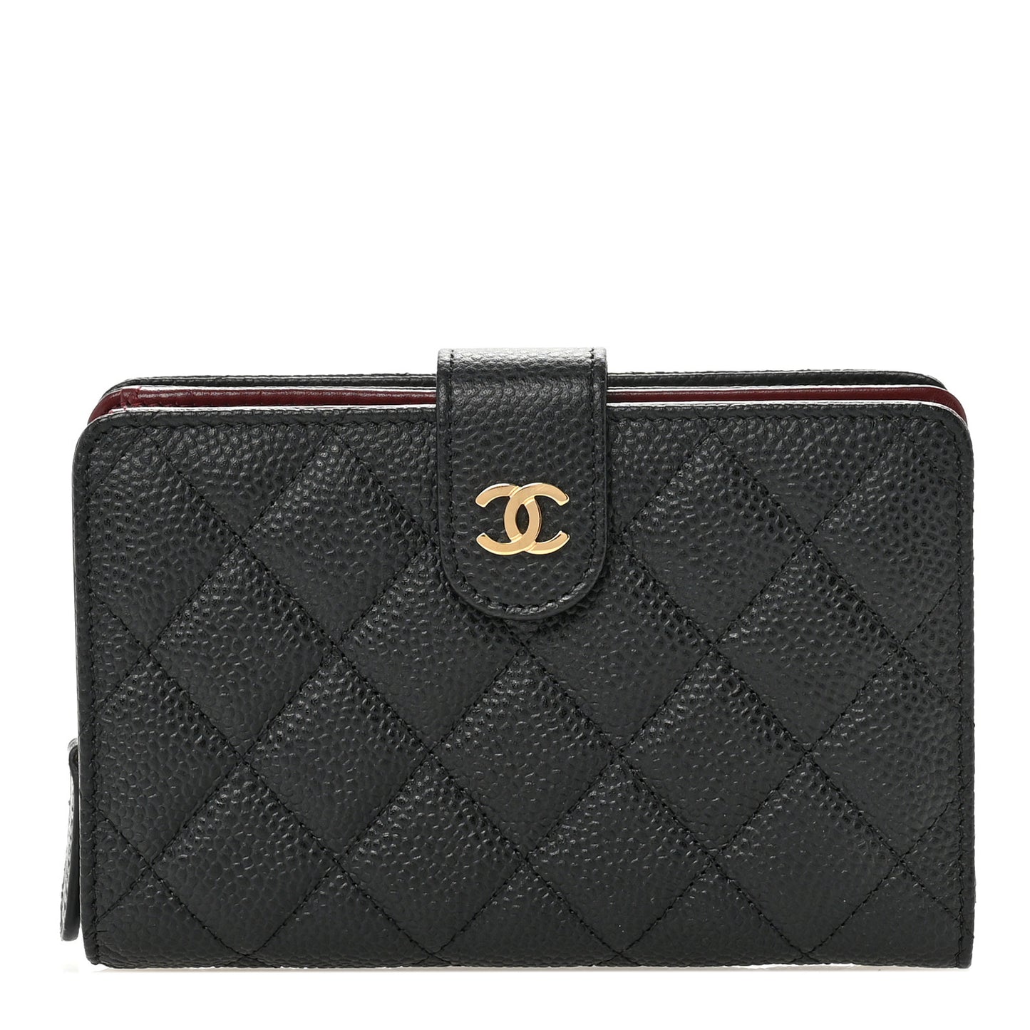 Caviar Quilted Zipped Pocket Wallet Black