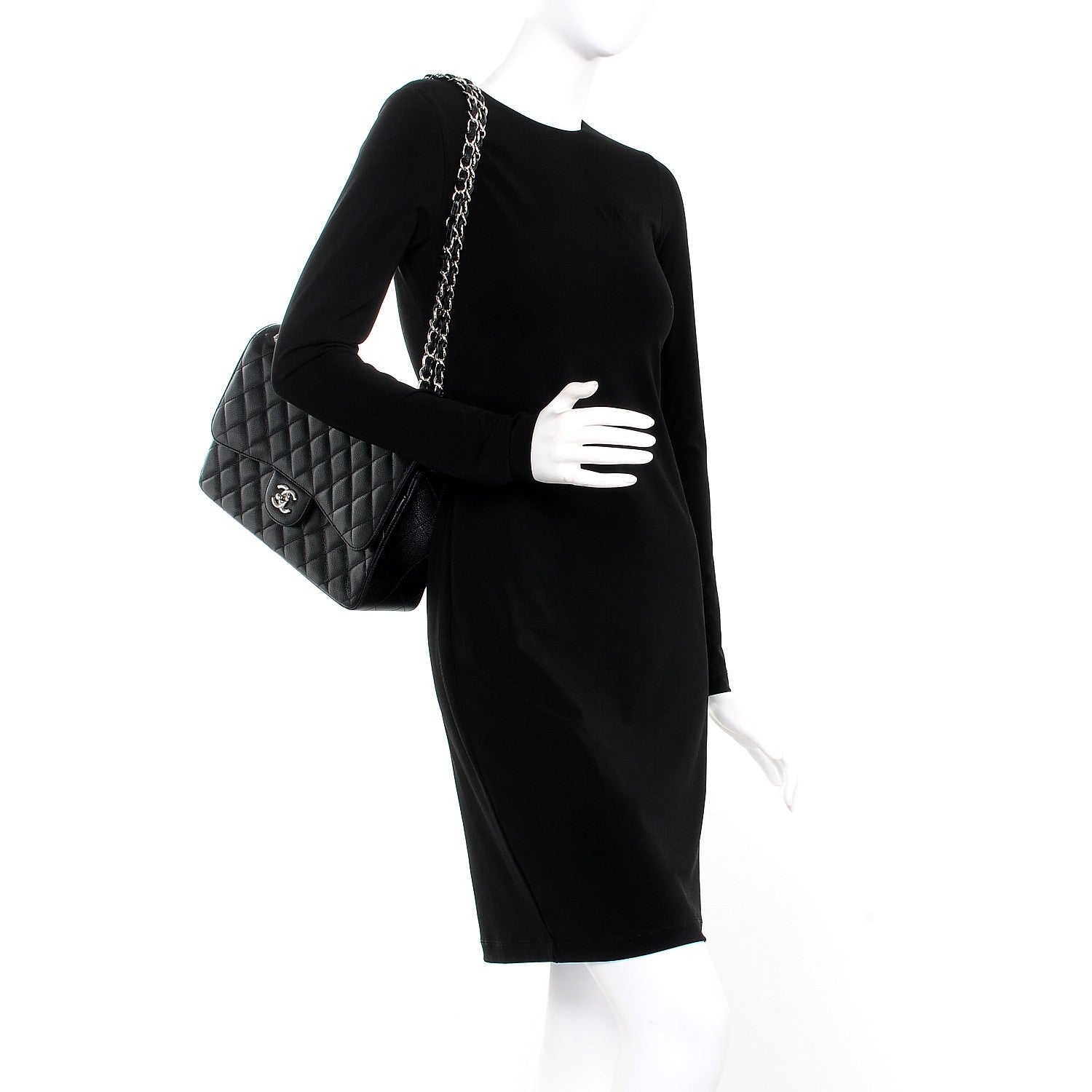 Chanel Caviar Quilted Jumbo Double Flap Black 3 of 11