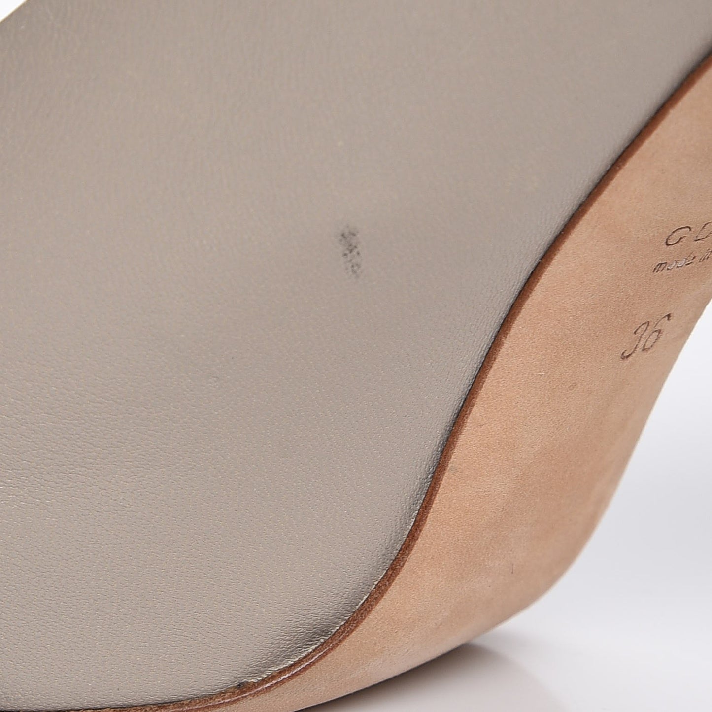 Lambskin Platform Peep Toe Pumps 36 Beige