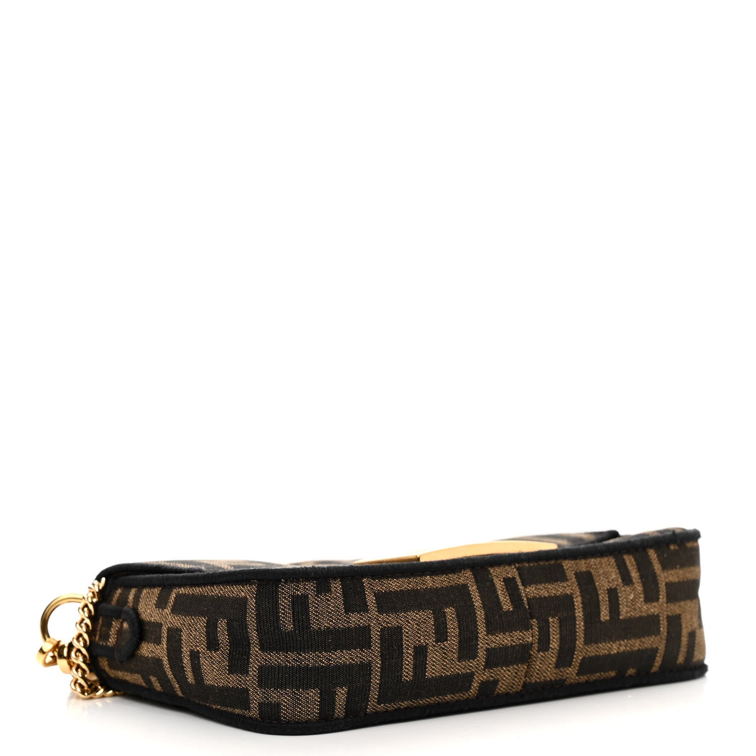 Fendi Fabric Jacquard FF 1974 Mini Baguette Tobacco Moro Black 4 of 13