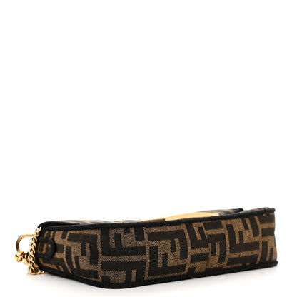 Fendi Fabric Jacquard FF 1974 Mini Baguette Tobacco Moro Black 4 of 13