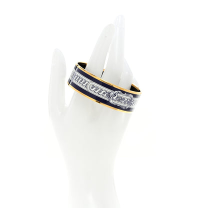 Hermes Enamel Printed Bride De Cour Wide Bracelet 65 Beige Blue 2 of 5
