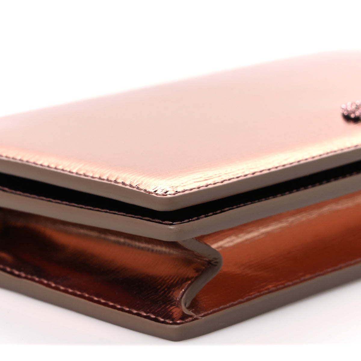 Gucci Textured Patent Bi-color GG Marmont Wallet on Chain  Pink 8 of 9