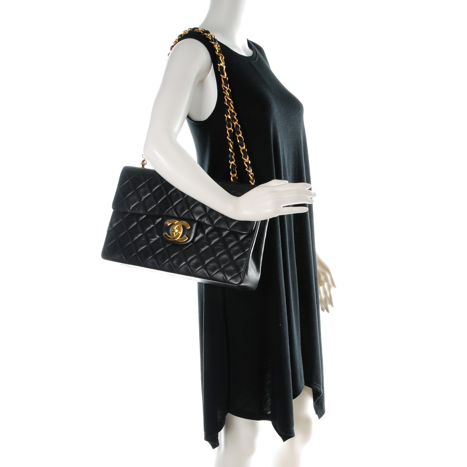 Chanel Lambskin Quilted XL Jumbo Single Flap Black 2 of 10