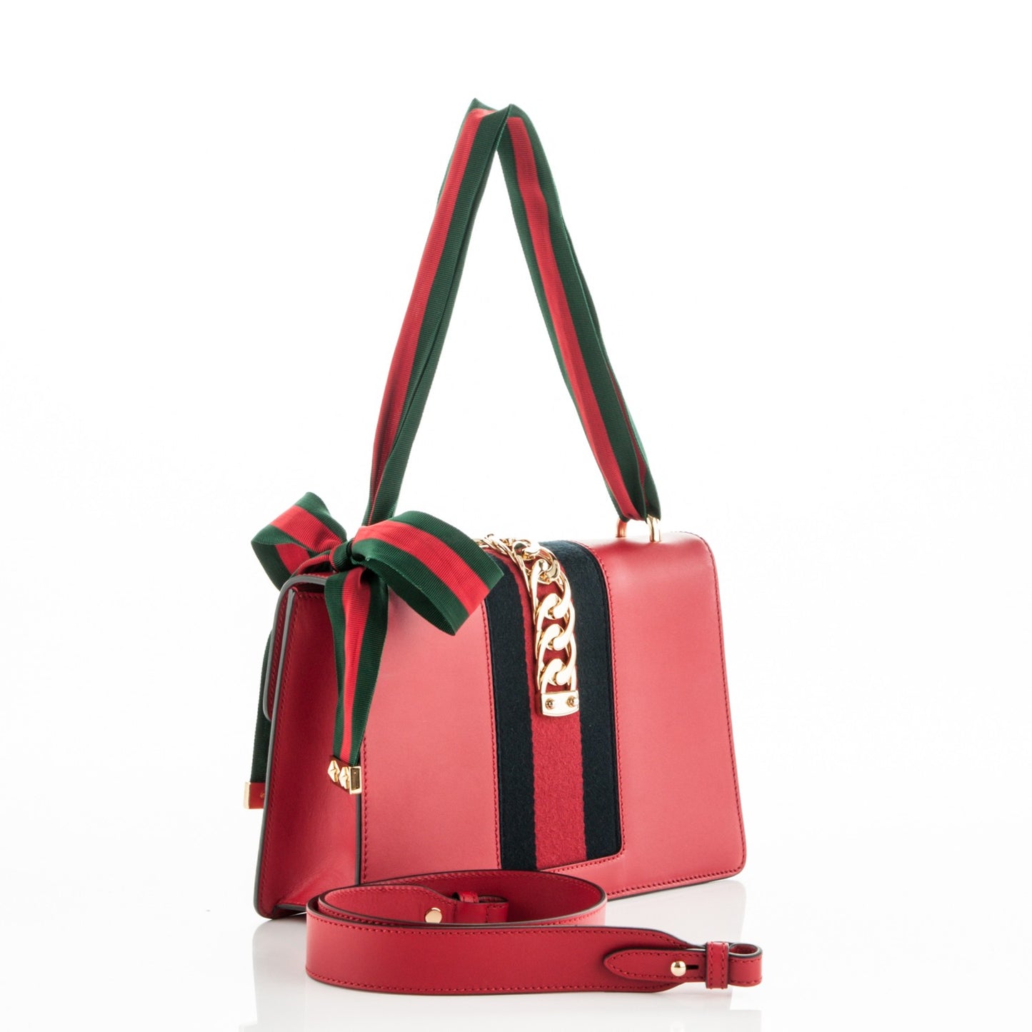 Calfskin Small Sylvie Shoulder Bag Hibiscus Red