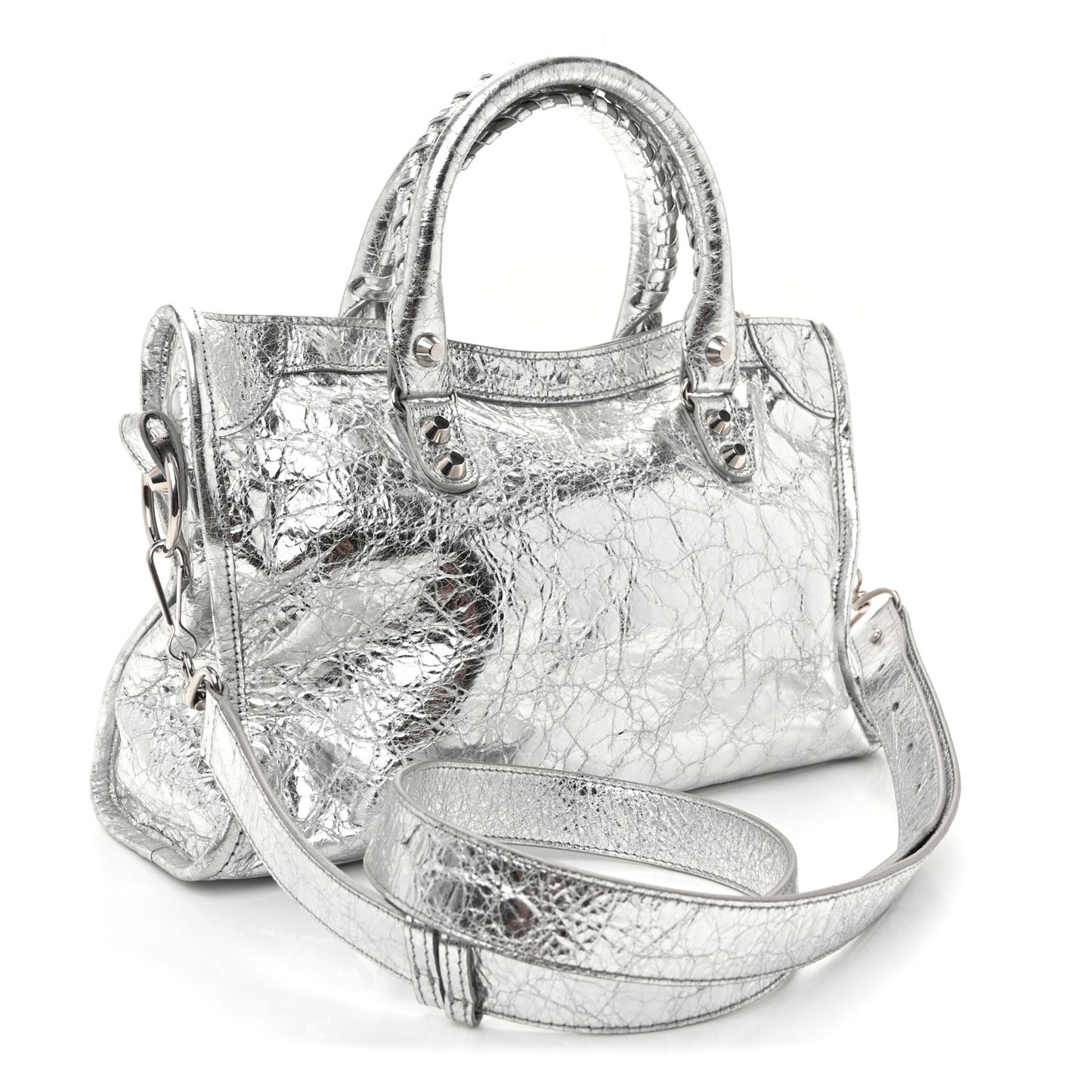 Metallic Agneau Silver Hardware Small Le City Silver