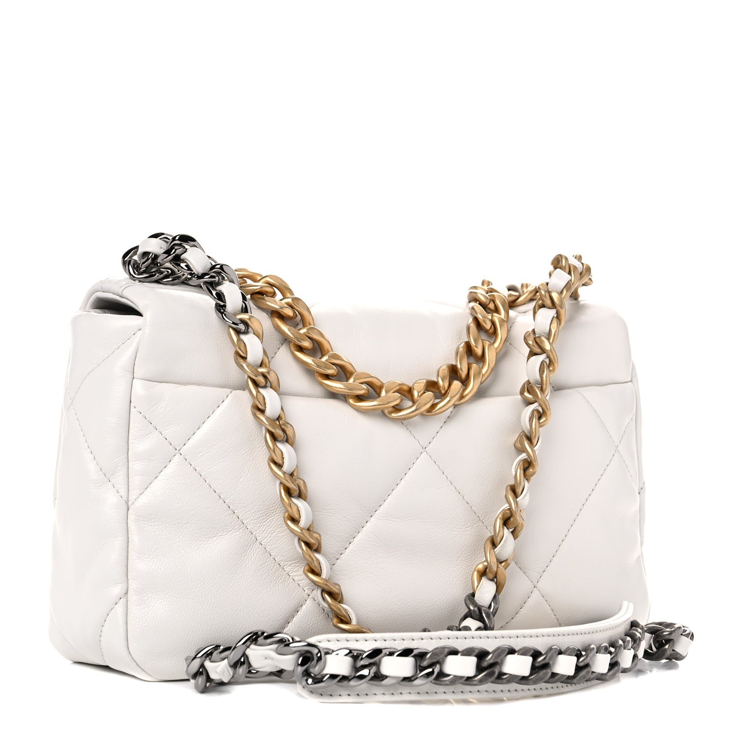 Chanel Goatskin Quilted Medium Chanel 19 Flap White 3 of 10