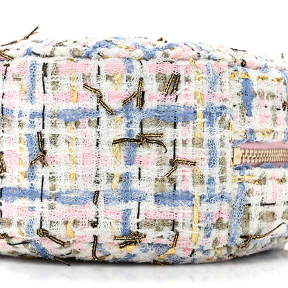 Chanel Tweed Quilted Round Clutch With Chain White Pink Multicolor 8 of 9