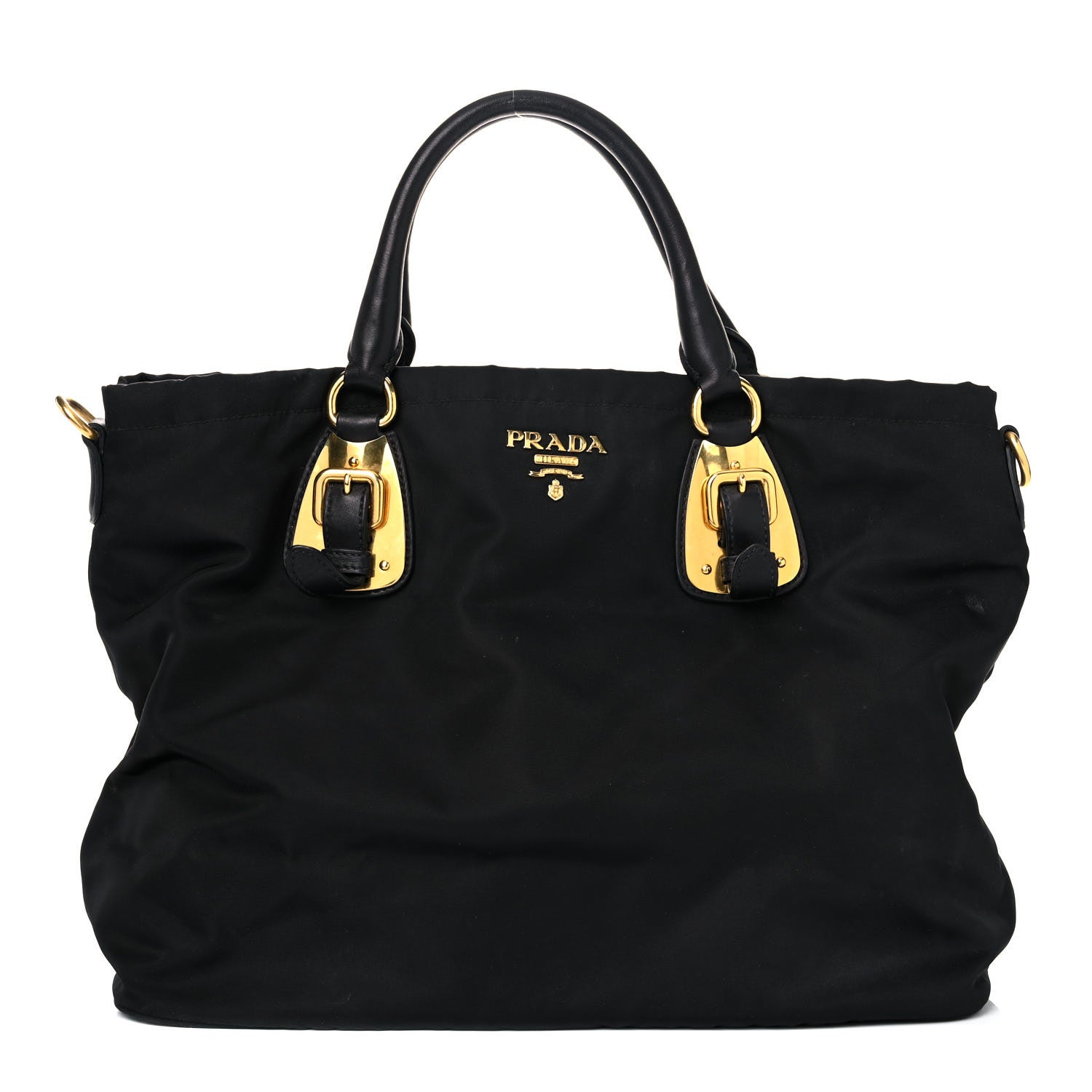 Prada Tessuto Nylon Soft Calfskin Shopping Satchel Black 1 of 24