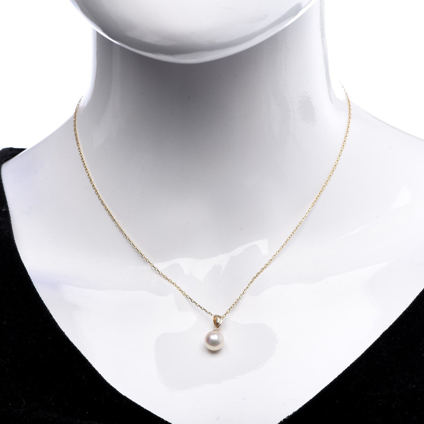18K Yellow Gold Akoya Pearl 7.5mm Pendant Necklace