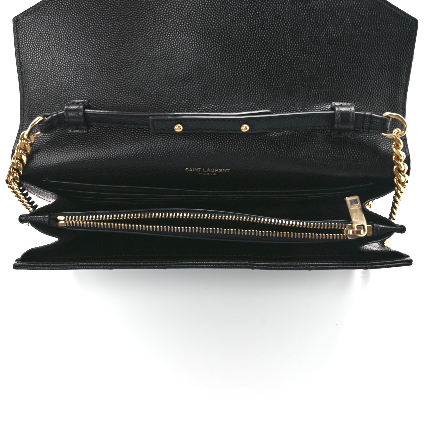 Grain De Poudre Matelasse Chevron Monogram Chain Wallet Black