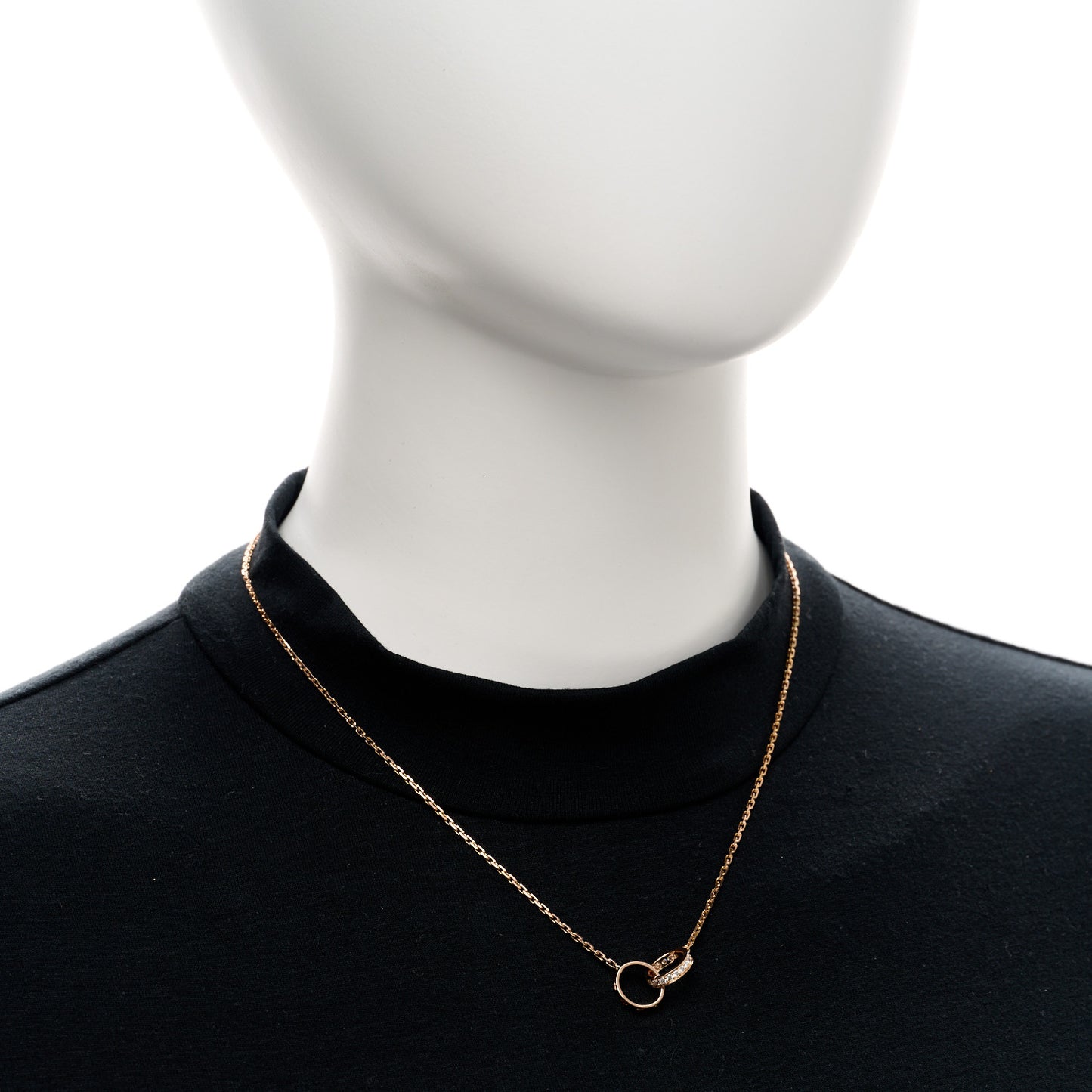 18K Pink Gold Diamond Interlocking LOVE Necklace