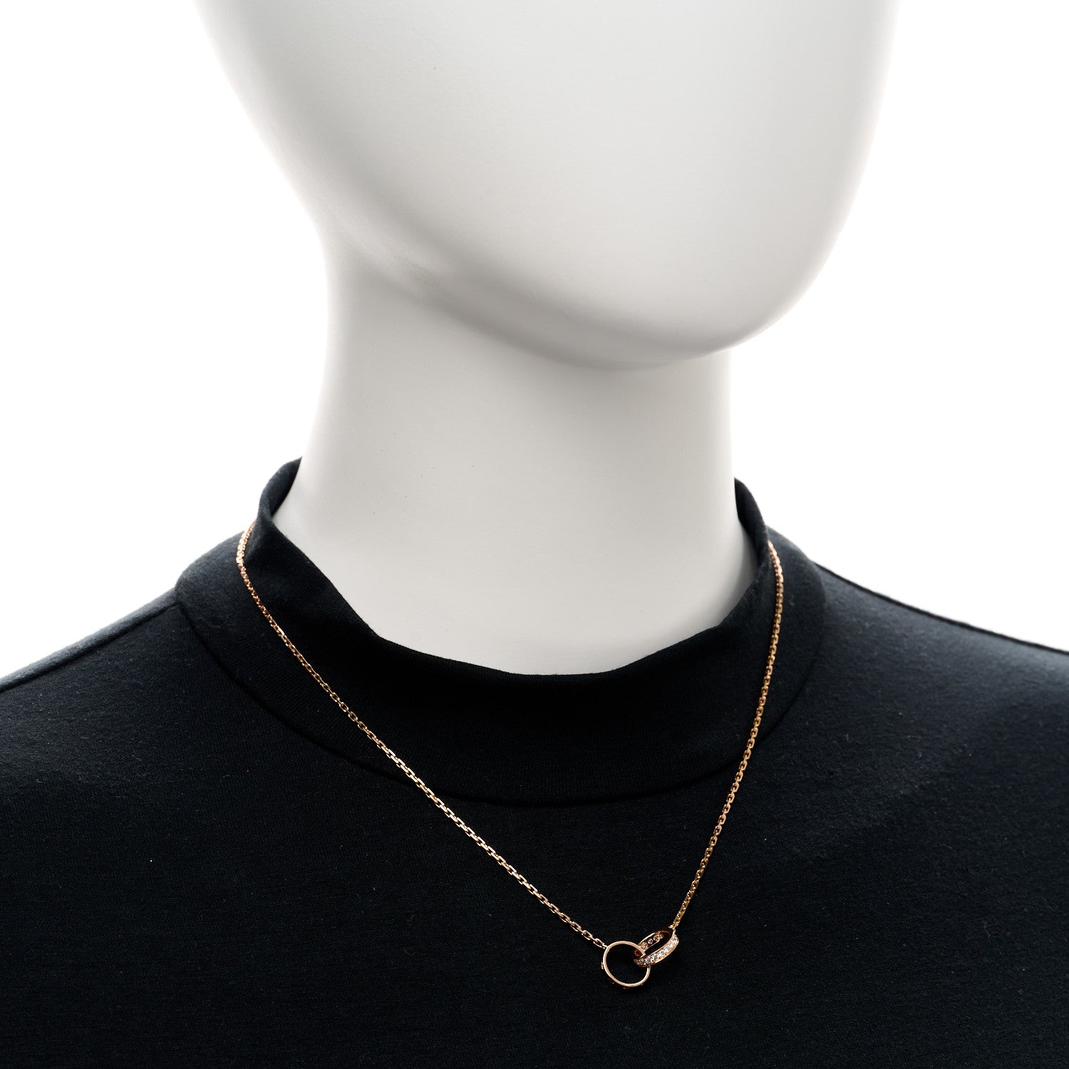 Cartier 18K Pink Gold Diamond Interlocking LOVE Necklace 2 of 5