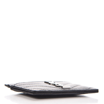 Saint Laurent Grain De Poudre Matelasse Chevron Monogram Credit Card Case Black 4 of 8