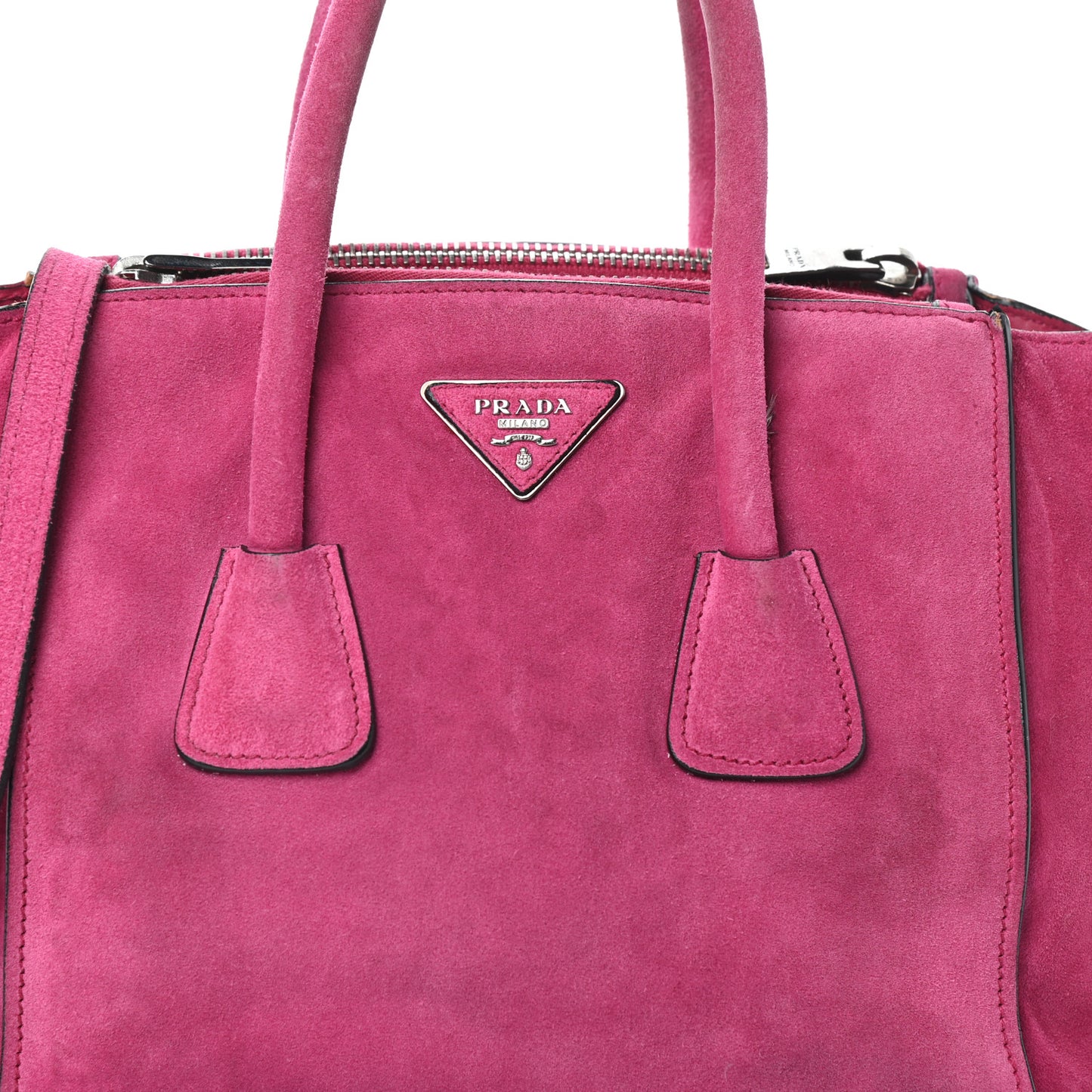 Scamosciato Suede Twin Pocket Tote Fuxia