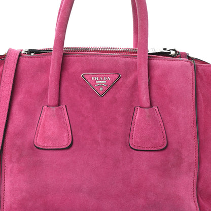 Prada Scamosciato Suede Twin Pocket Tote Fuxia 7 of 9