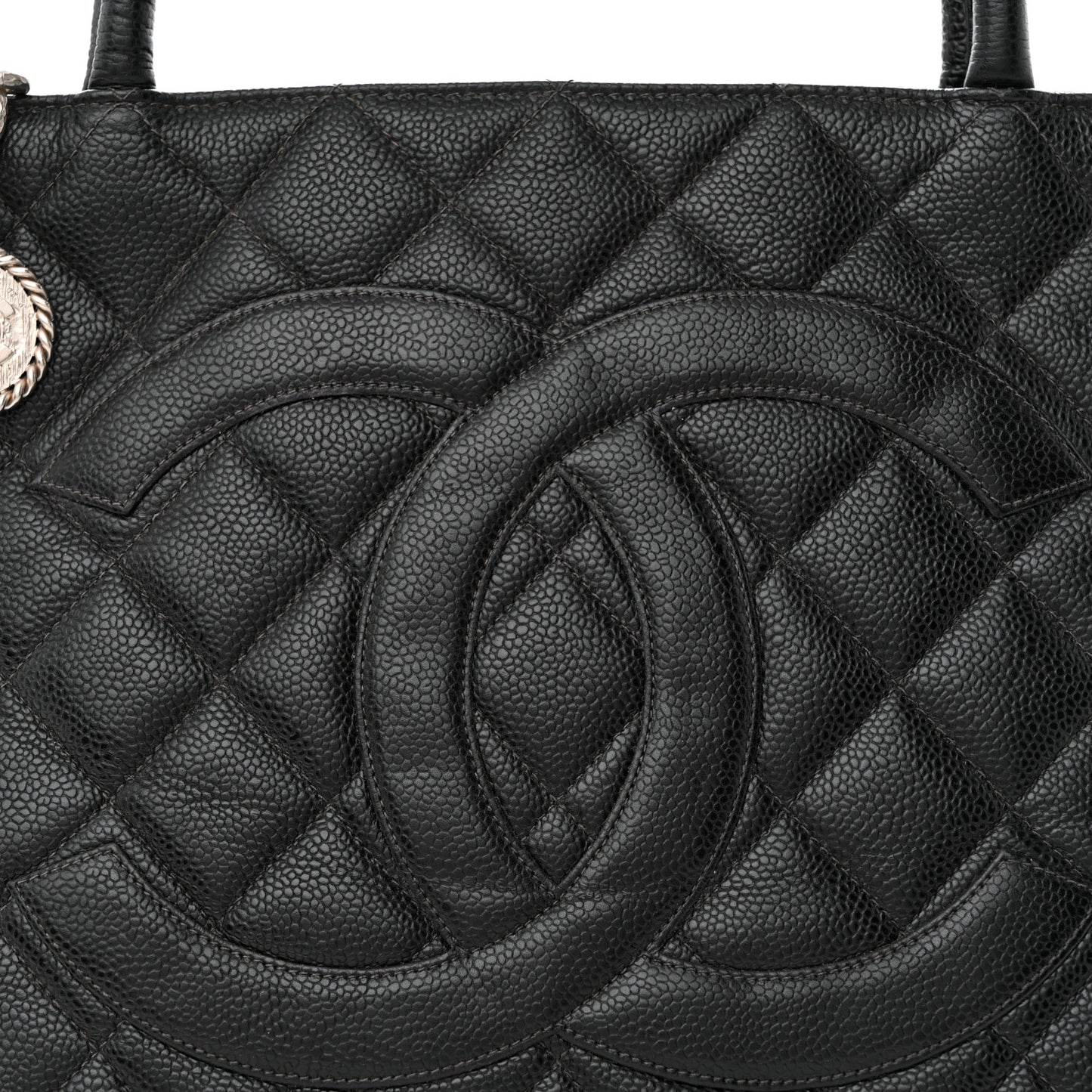 Caviar Quilted Medallion Tote Black