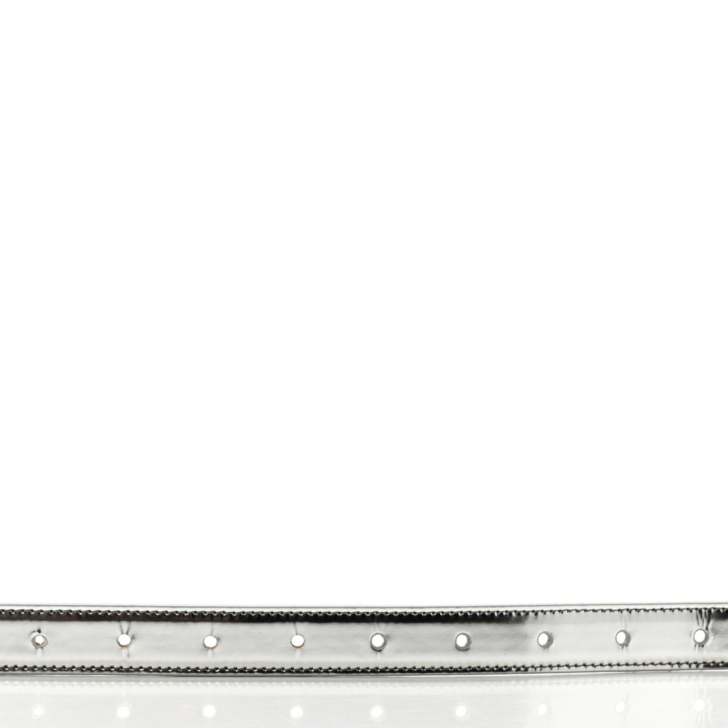 Metallic Brushed Calfskin Triangle Logo Belt 75 30 Weiss