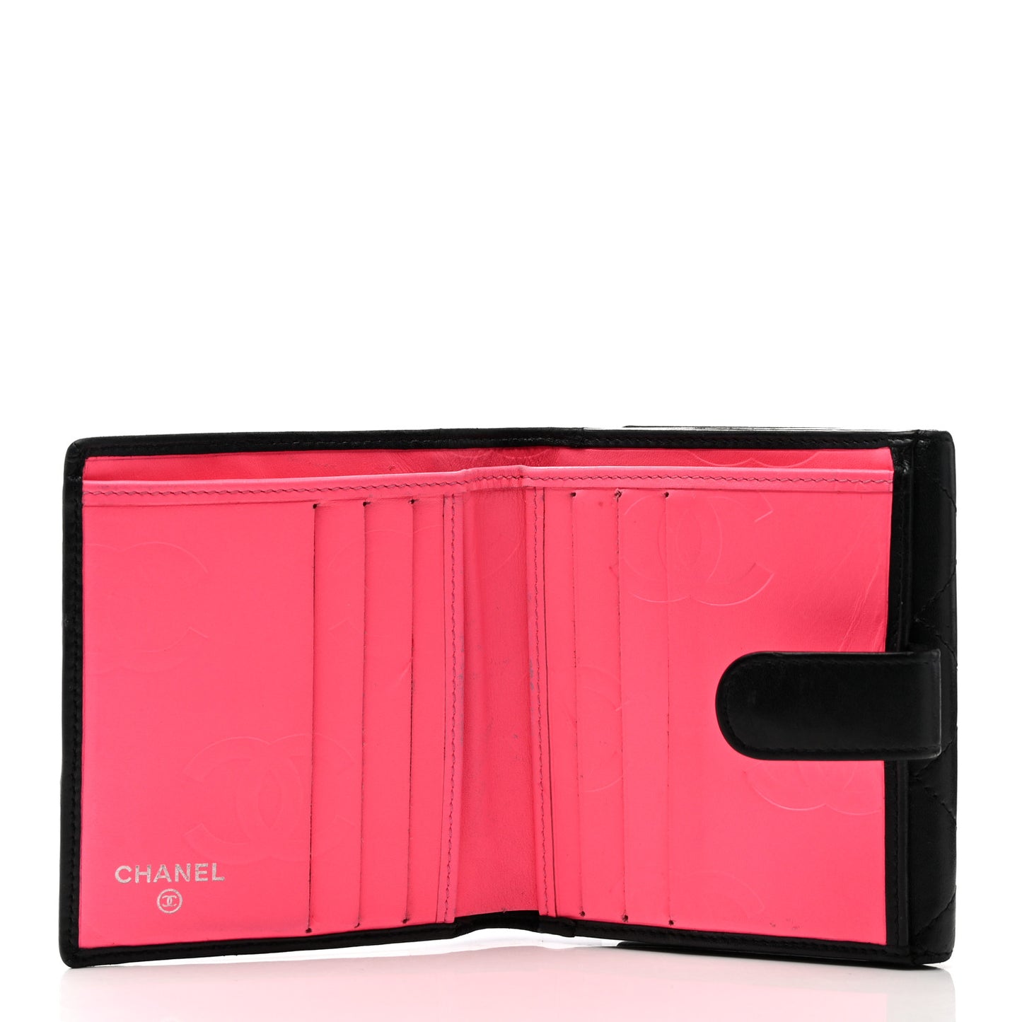 Lambskin Quilted Cambon Flap Wallet Black