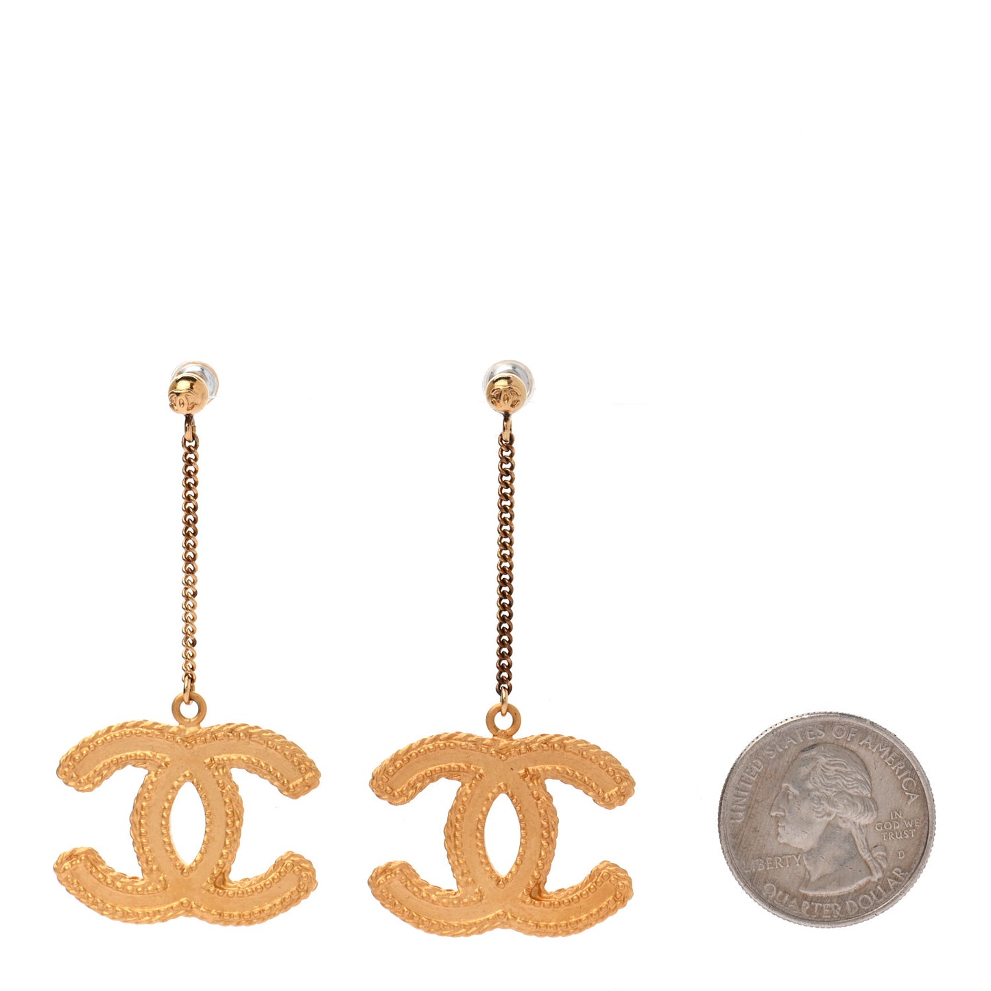 CC Drop Earrings Matte Gold