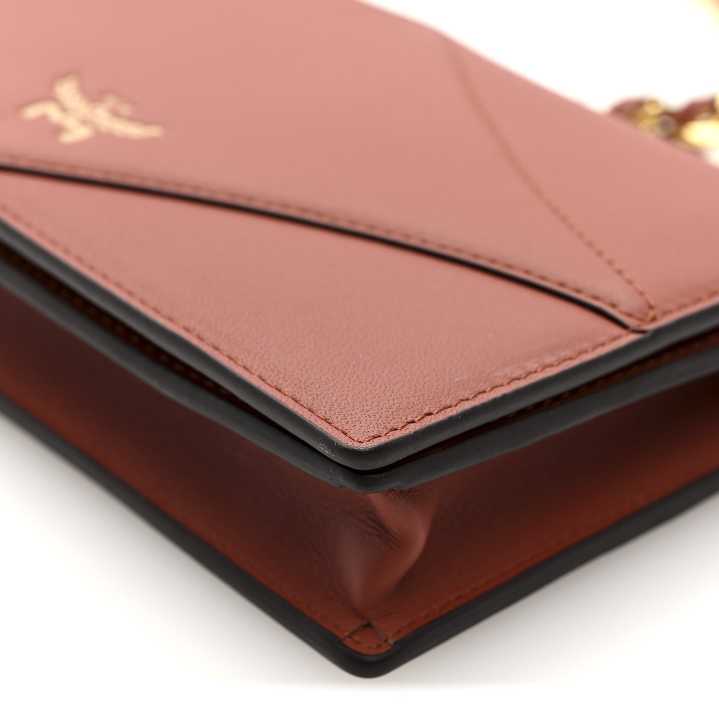 Calfskin Large Diamond Wallet On Chain  Coconut Shell Brown