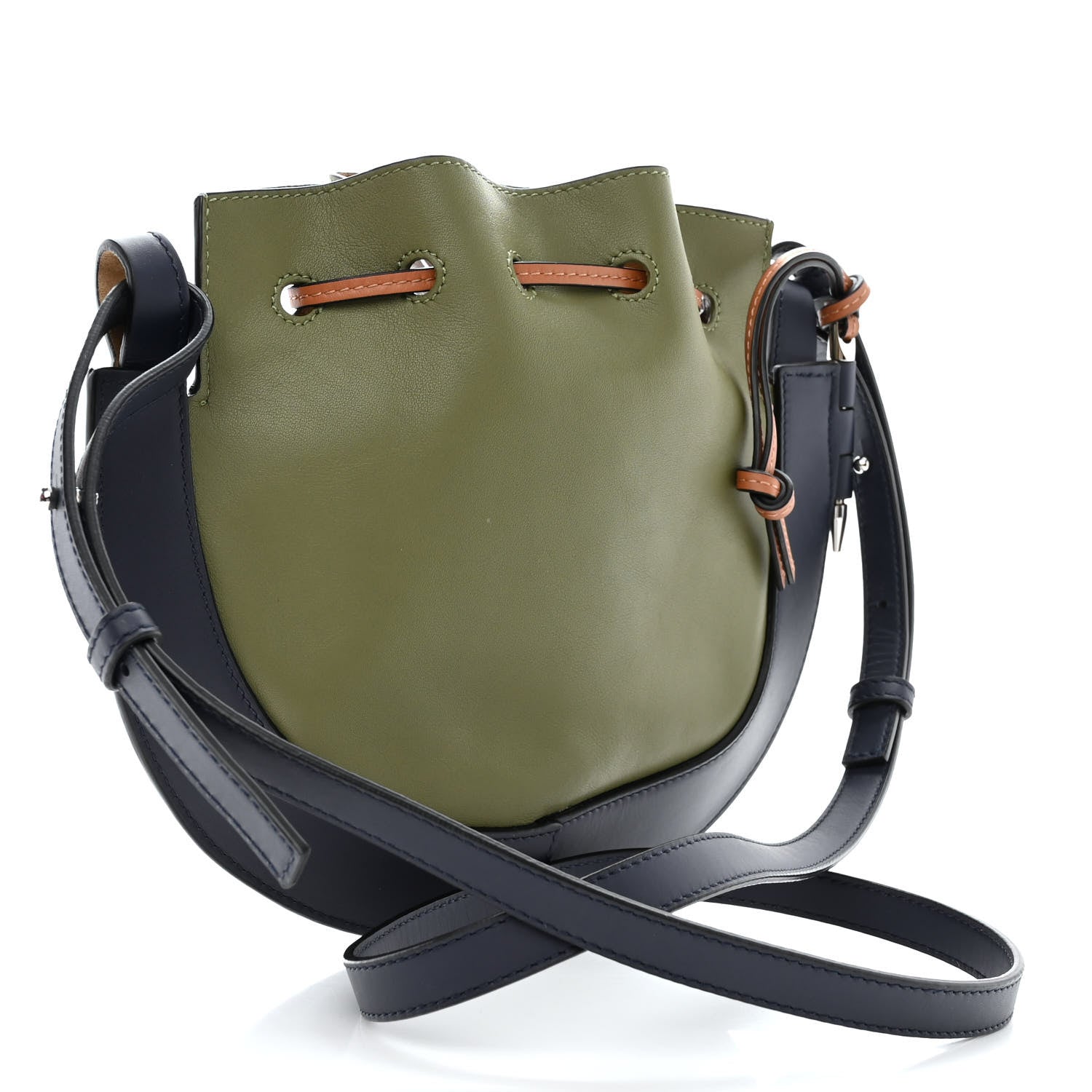 Loewe Nappa Colorblock Horseshoe Bag Avocado Midnight Blue Tan 3 of 9