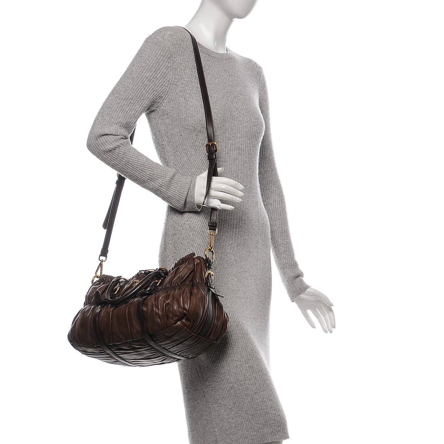 Prada Nappa Gaufre Shopping Satchel Noce 2 of 10
