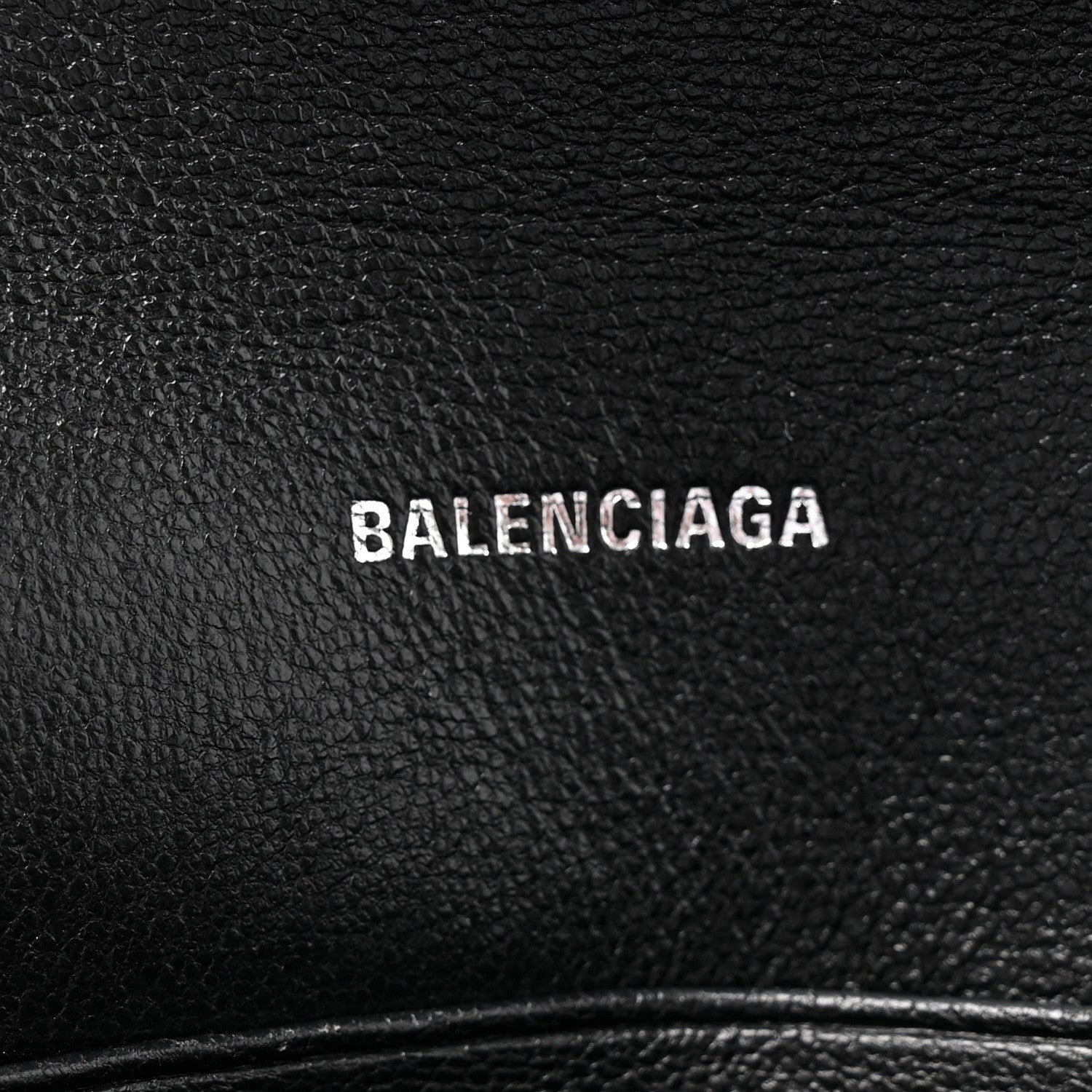 Balenciaga Grained Calfskin Logo Cash Phone Holder Wallet On Chain Black White 7 of 12