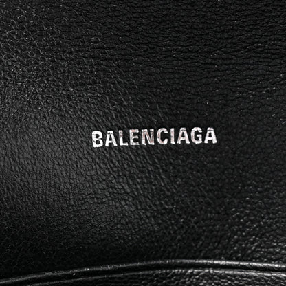 Balenciaga Grained Calfskin Logo Cash Phone Holder Wallet On Chain Black White 7 of 12