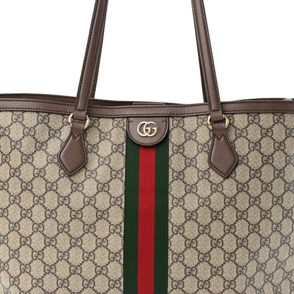 Gucci GG Supreme Monogram Textured Calfskin Web Medium Ophidia Shopping Tote Beige Ebony New Acero 8 of 12