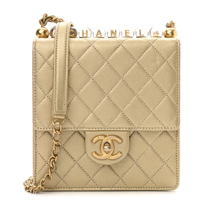 Chanel Metallic Goatskin Quilted Chic Pearls Flap Gold 2 of 19