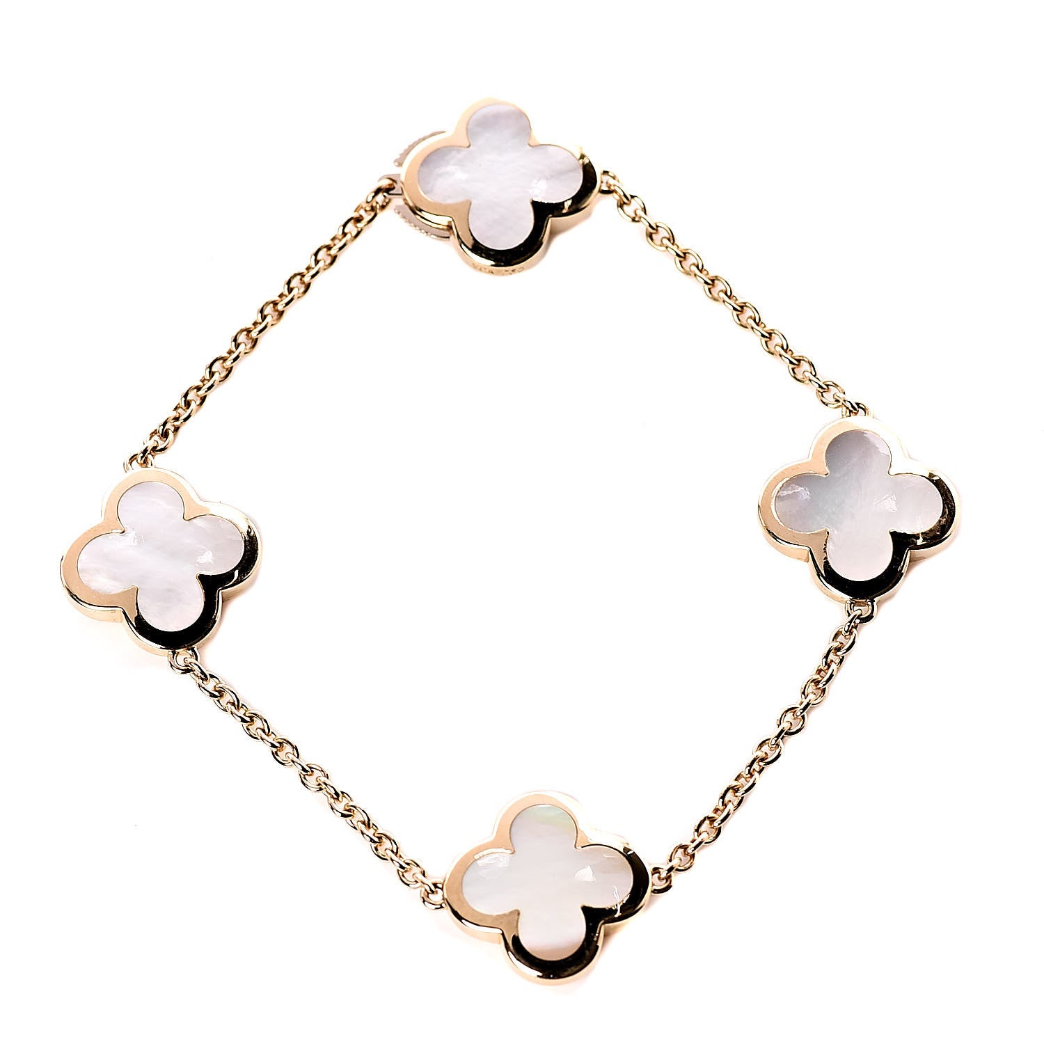 Van Cleef & Arpels 18K Yellow Gold Mother of Pearl 4 Motifs Pure Alhambra Bracelet 1 of 6