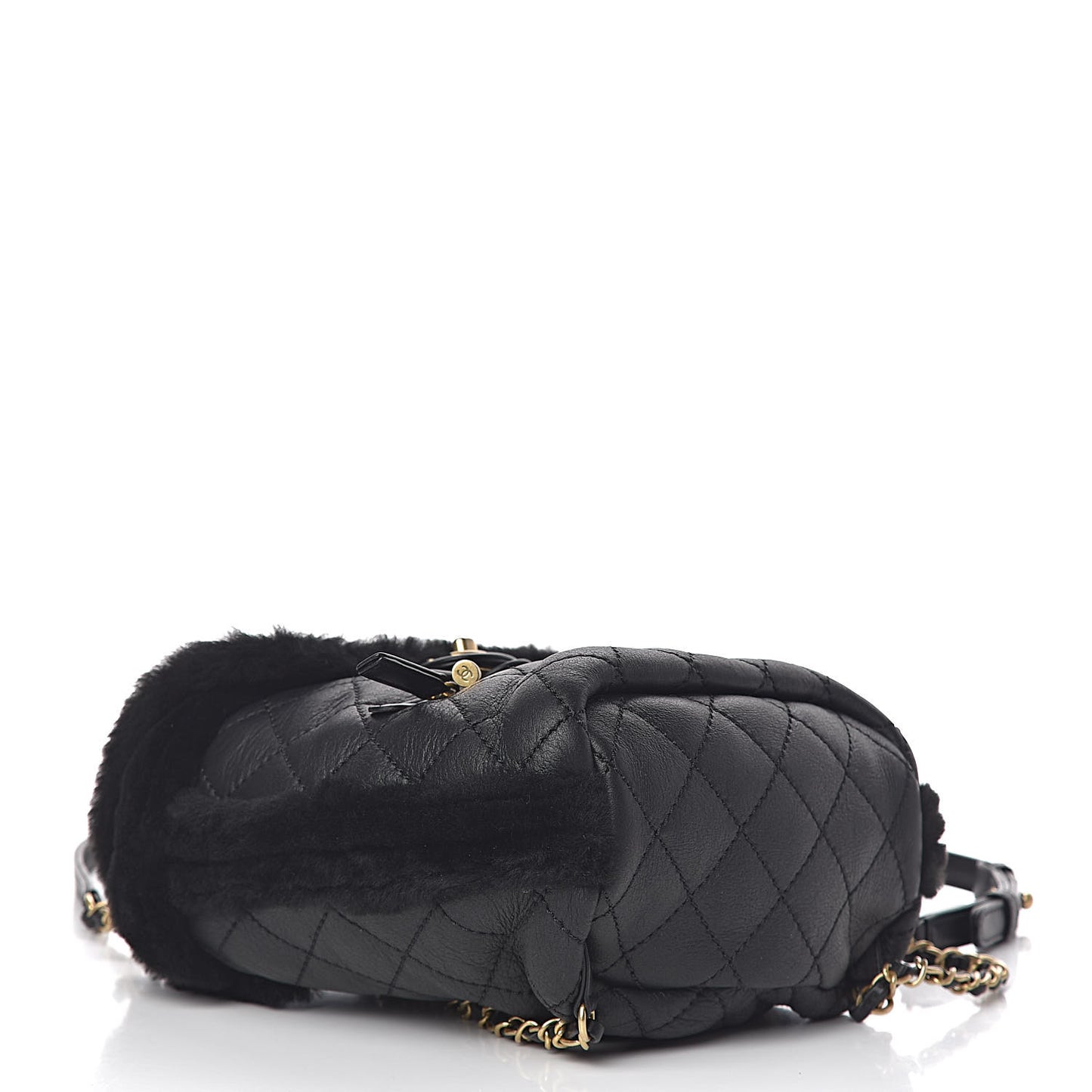 Lambskin Shearling Quilted CC Backpack Black