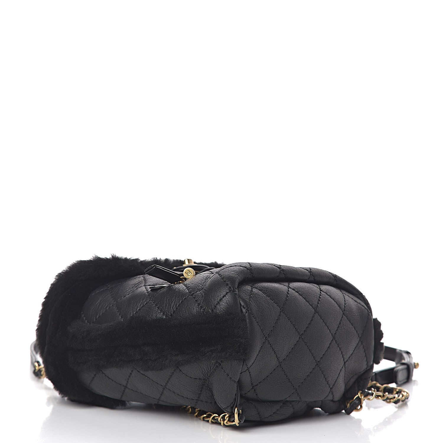 Chanel Lambskin Shearling Quilted CC Backpack Black 4 of 9