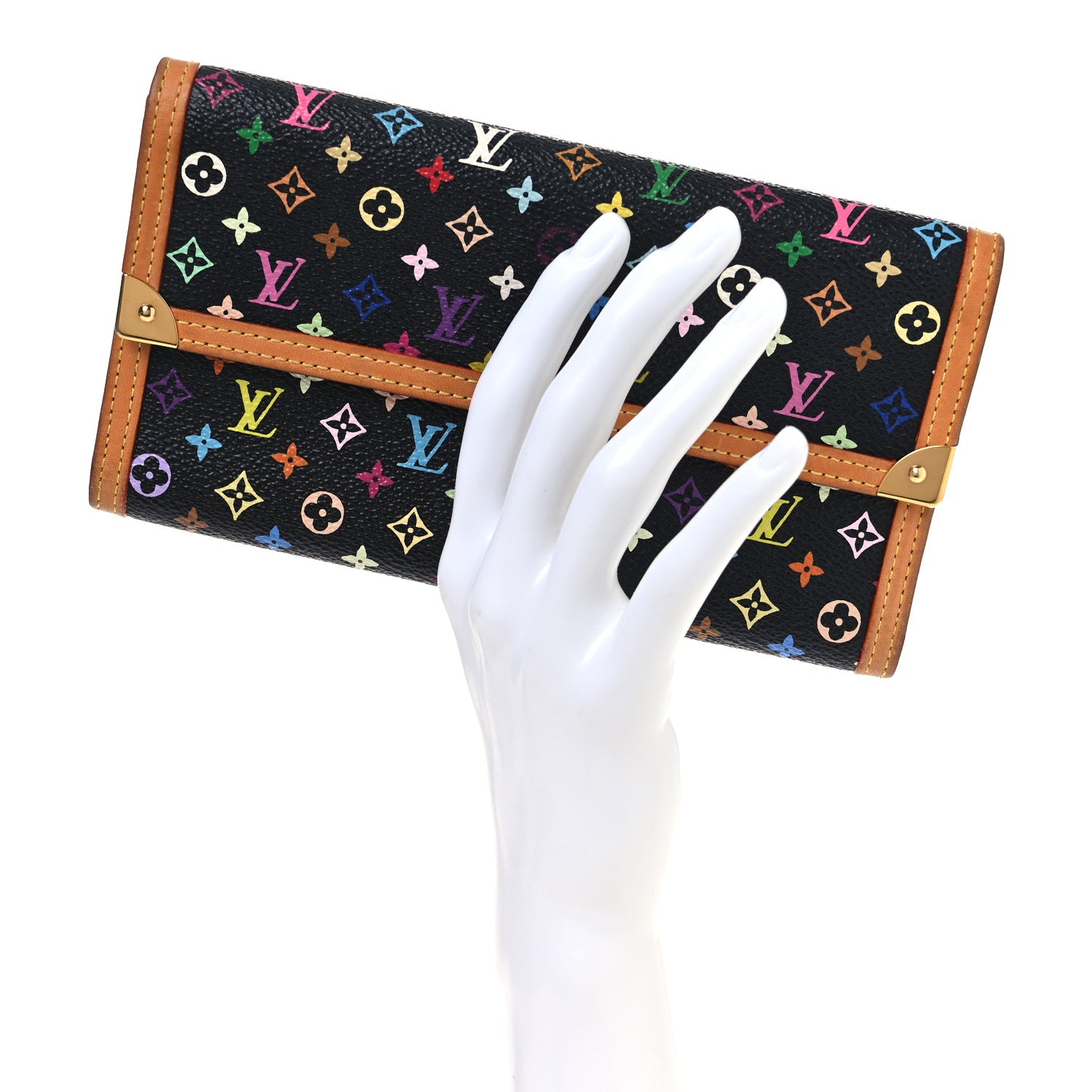 Louis Vuitton Monogram Multicolor Porte Tresor International Wallet Black 2 of 8