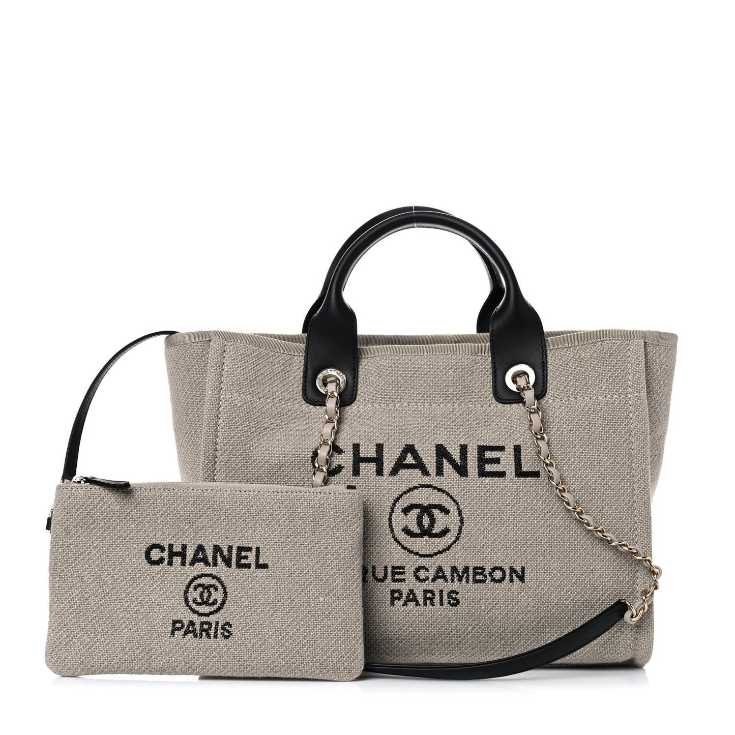 Mixed Fibers Small Deauville Tote Beige Black