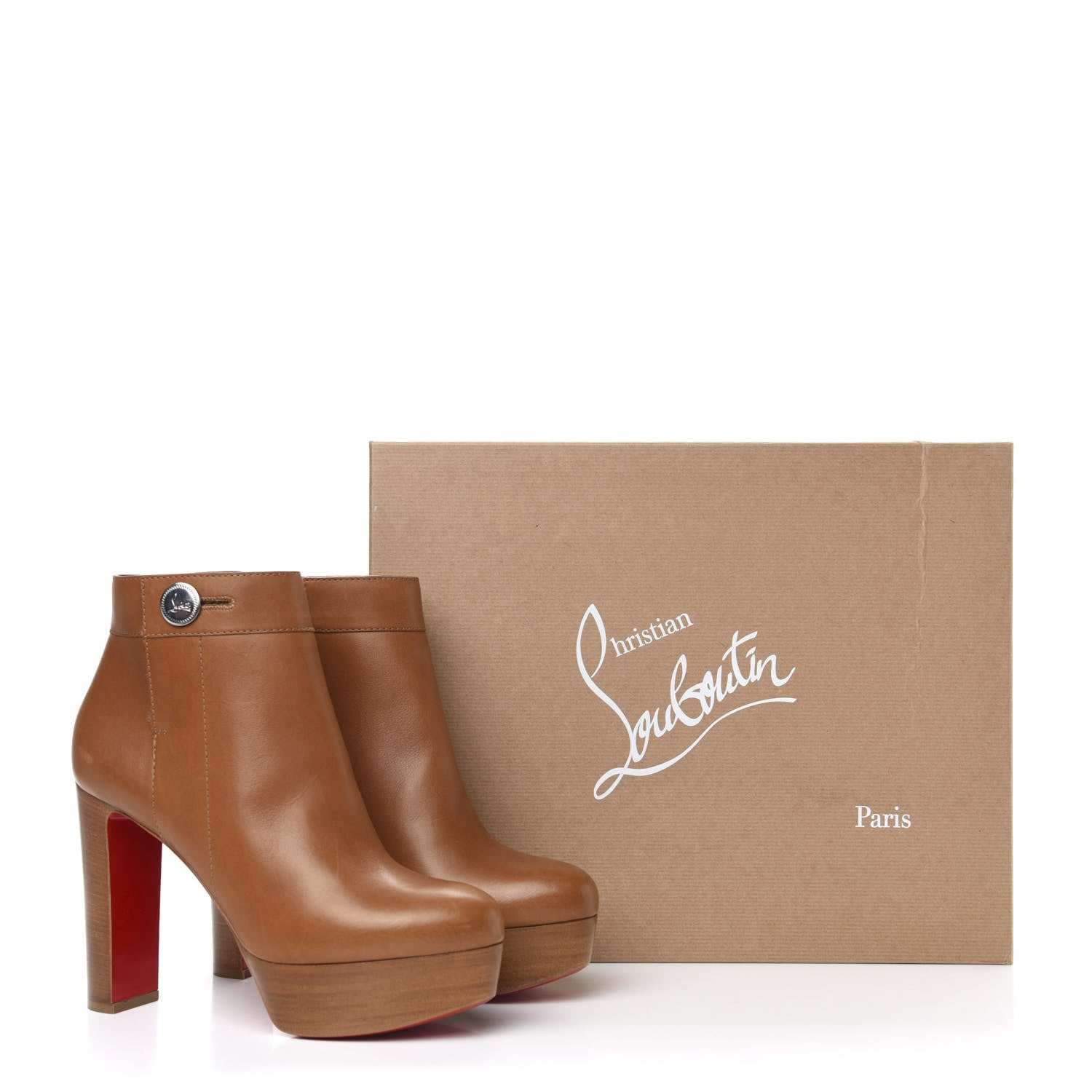 Christian Louboutin Calfskin Janis Alta 120 Booties 39 Cuoio 10 of 10