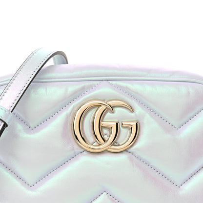 Gucci Iridescent Nappa Chevron Matelasse Small GG Marmont Chain Shoulder Bag Iridescent Snow Light Blue 8 of 12