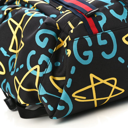 Gucci Techno Canvas GucciGhost Double Buckle Backpack Black New Acquamarine 11 of 12