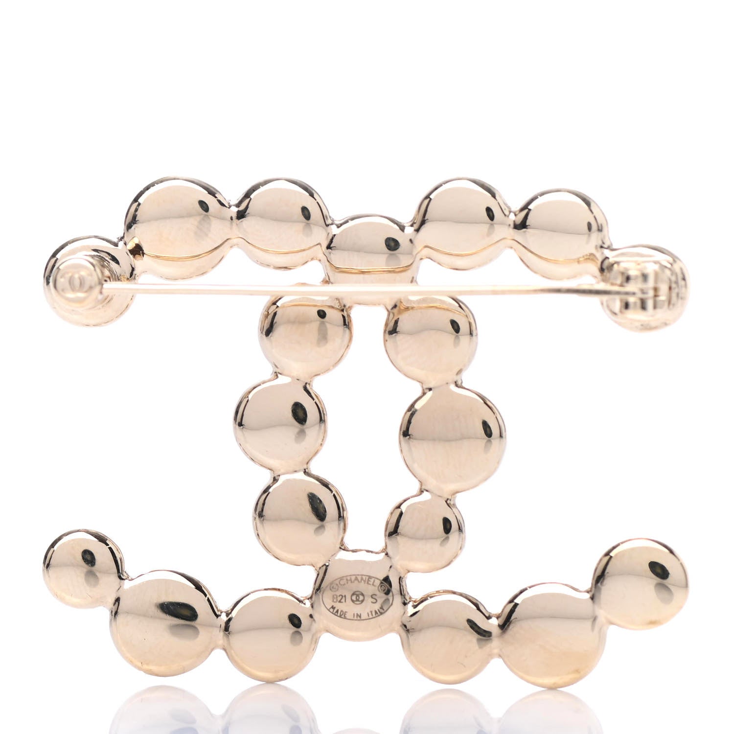 Chanel Metal Beaded CC Brooch Gold 3 of 4