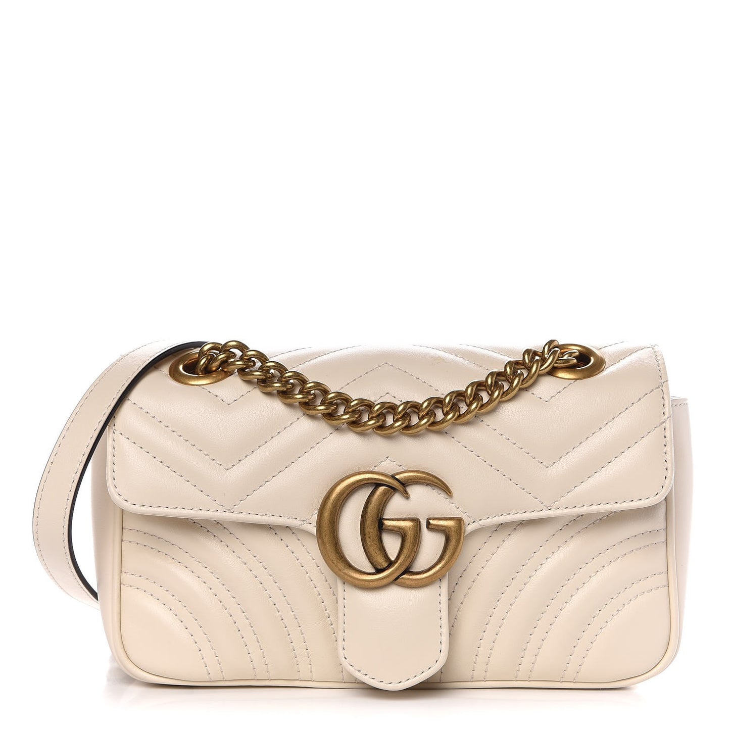 Calfskin Matelasse Mini GG Marmont Shoulder Bag White