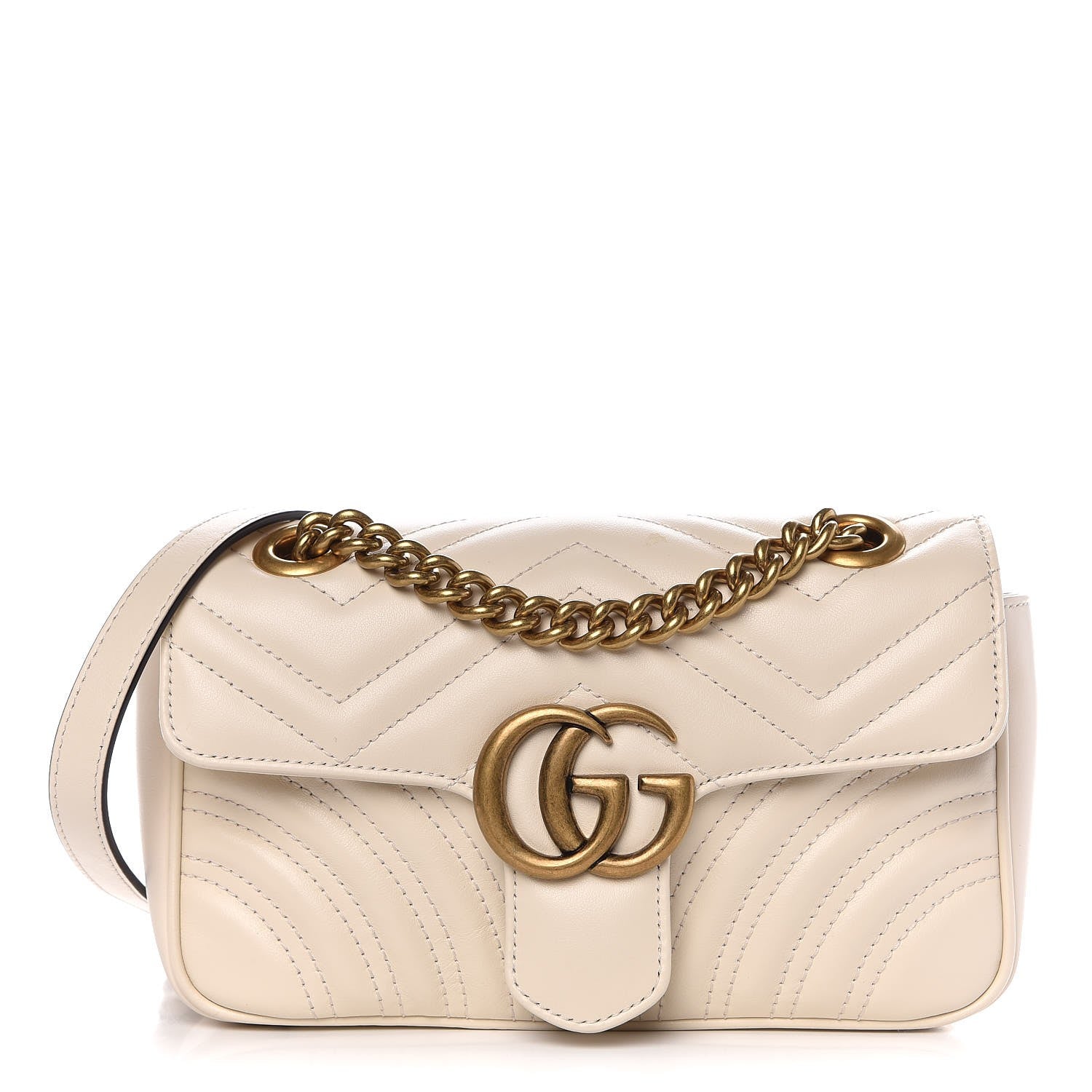 Gucci Calfskin Matelasse Mini GG Marmont Shoulder Bag White 1 of 8